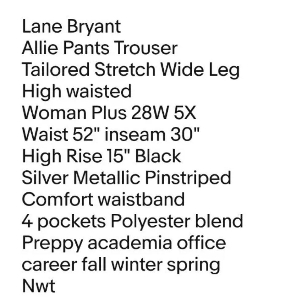 Lane Bryant Wide Leg Allie Pant Trousers Woman Plus 28W 5X Black Pinstriped New - Picture 7 of 12